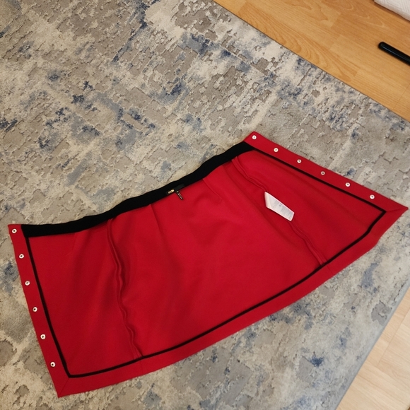 Maje Snap Asymmetrical Button Red Justine Mini Skirt Size 40 Size 8 - Picture 11 of 16